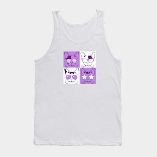 Frenchies with Glasses Purple Tank Top